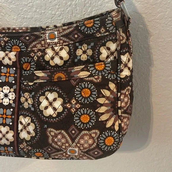 Vera Bradley quilted floral canyon brown/tan/orange design shoulder strap purse - Picture 3 of 13